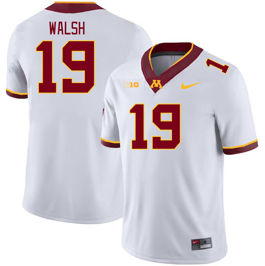 Men #19 Pierce Walsh Minnesota Golden Gophers College Football Jerseys Stitched Sale-White